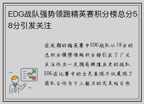 EDG战队强势领跑精英赛积分榜总分58分引发关注